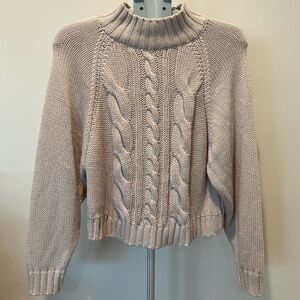 Elie Tahari Oversized Gray Chunky Cable-Knit Sweater Minimalist Normcore Scandi